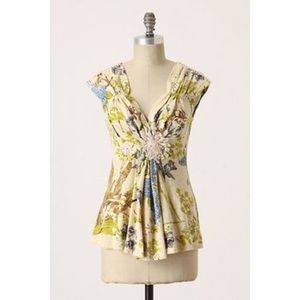 NWOT Anthro Baraschi Mint Julep Floral Top Size Medium
